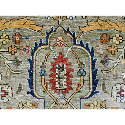 Oushak And Peshawar Wool Hand Knotted Rug Grey 10.0x13.4 -O089798