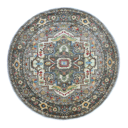 Oushak And Peshawar Wool Hand Knotted Rug Grey 9.11x9.11 -O089800