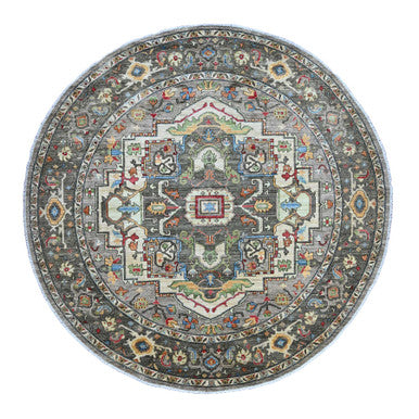 Oushak And Peshawar Wool Hand Knotted Rug Grey 9.11x9.11 -O089800