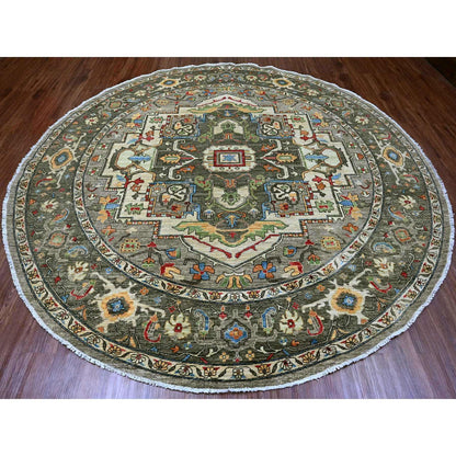Oushak And Peshawar Wool Hand Knotted Rug Grey 9.11x9.11 -O089800