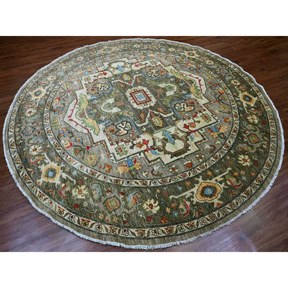 Oushak And Peshawar Wool Hand Knotted Rug Grey 9.11x9.11 -O089800