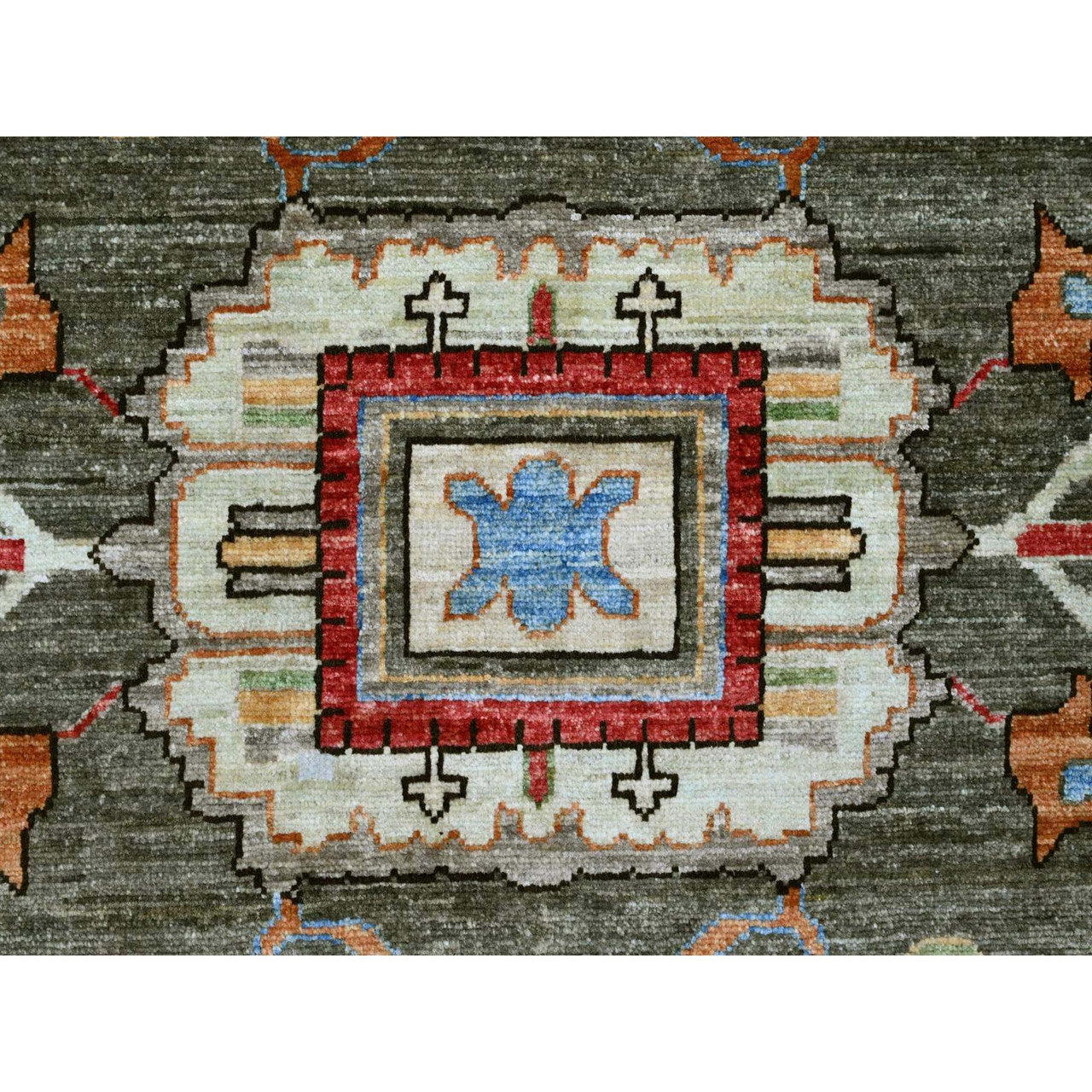 Gray 9'11" x 9'11" Oushak And Peshawar Hand knotted Wool Rug - Sku: O089800
