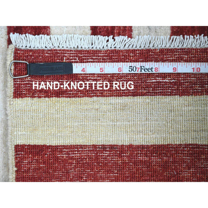 Oushak And Peshawar Wool Hand Knotted Rug Red 2.6x3.9 -O089802