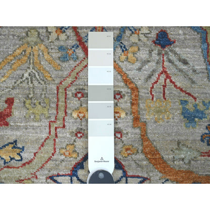 Oushak And Peshawar Wool Hand Knotted Rug Grey 3.0x9.8 -O089815