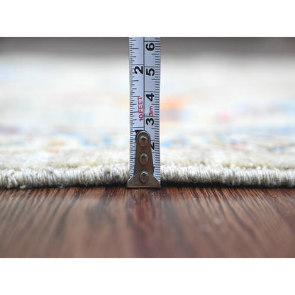 Oushak And Peshawar Wool Hand Knotted Rug Grey 3.0x9.8 -O089815