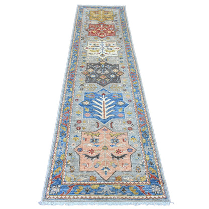 Oushak And Peshawar Wool Hand Knotted Rug Grey 2.7x10.1 -O089816
