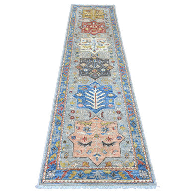 Oushak And Peshawar Wool Hand Knotted Rug Grey 2.7x10.1 -O089816