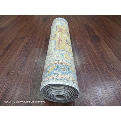 Oushak And Peshawar Wool Hand Knotted Rug Grey 2.7x10.1 -O089816