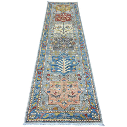 Oushak And Peshawar Wool Hand Knotted Rug Grey 2.8x10.2 -O089819