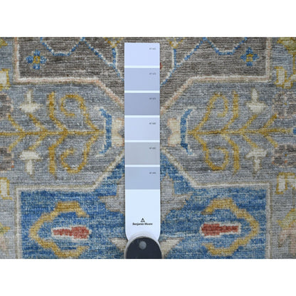 Oushak And Peshawar Wool Hand Knotted Rug Grey 2.8x10.2 -O089819