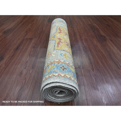 Oushak And Peshawar Wool Hand Knotted Rug Grey 2.8x10.2 -O089819