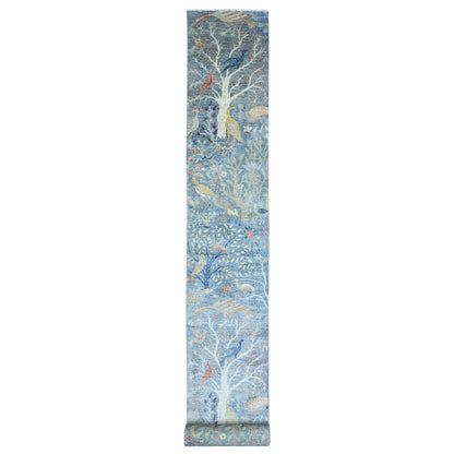 Oushak And Peshawar Wool Hand Knotted Rug Blue 2.6x25.7 -O089823
