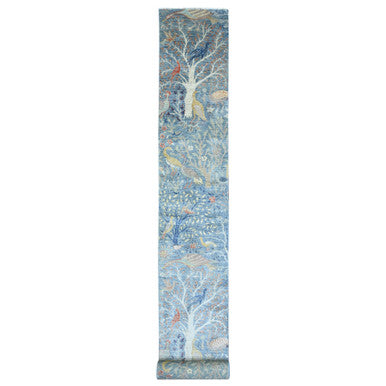Oushak And Peshawar Wool Hand Knotted Rug Blue 2.6x25.7 -O089823