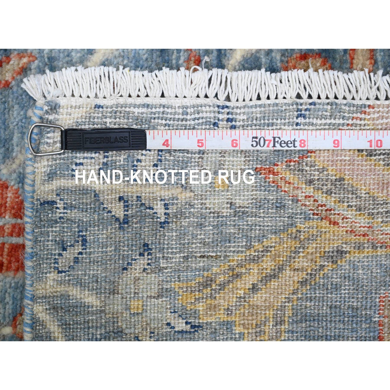 Blue 2'6" x 25'7" Oushak And Peshawar Hand knotted Wool Rug - Sku: O089823