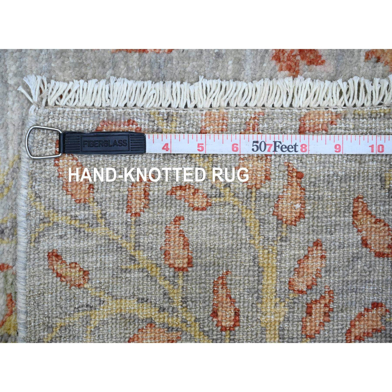 Gray 2'6" x 16'0" Oushak And Peshawar Hand knotted Wool Rug - Sku: O089824