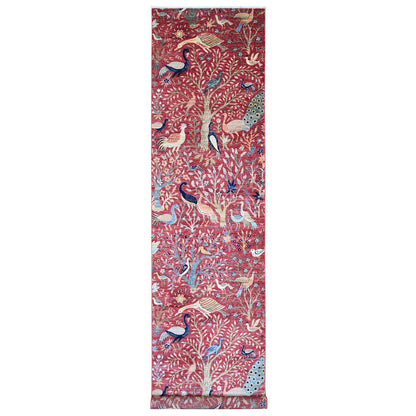 Oushak And Peshawar Wool Hand Knotted Rug Red 3.10x16.2 -O089825