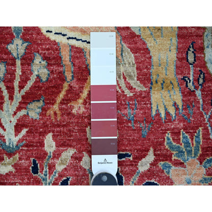 Oushak And Peshawar Wool Hand Knotted Rug Red 3.10x16.2 -O089825