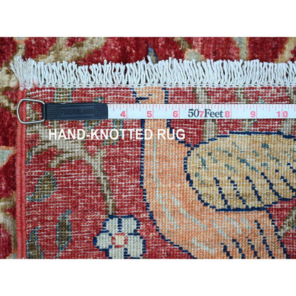 Oushak And Peshawar Wool Hand Knotted Rug Red 3.10x16.2 -O089825