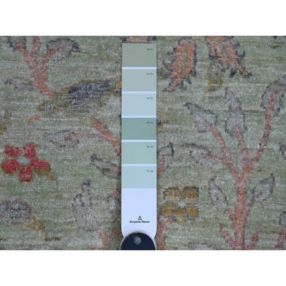 Oushak And Peshawar Wool Hand Knotted Rug Green 5.0x6.2 -O089828