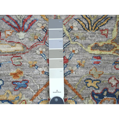 Oushak And Peshawar Wool Hand Knotted Rug Grey 2.11x10.10 -O089830