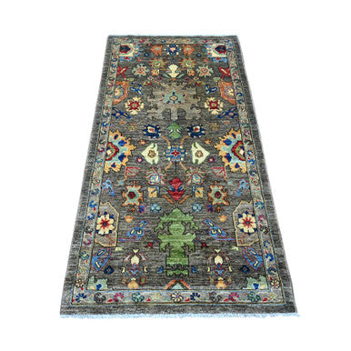 Oushak And Peshawar Wool Hand Knotted Rug Grey 3.1x6.0 -O089834