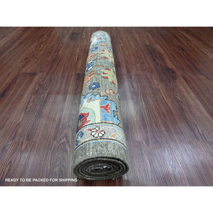 Oushak And Peshawar Wool Hand Knotted Rug Grey 3.1x6.0 -O089834