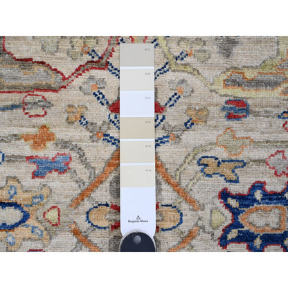 Oushak And Peshawar Wool Hand Knotted Rug Ivory 3.1x9.11 -O089835