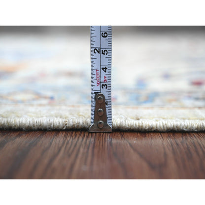 Oushak And Peshawar Wool Hand Knotted Rug Ivory 3.1x9.11 -O089835