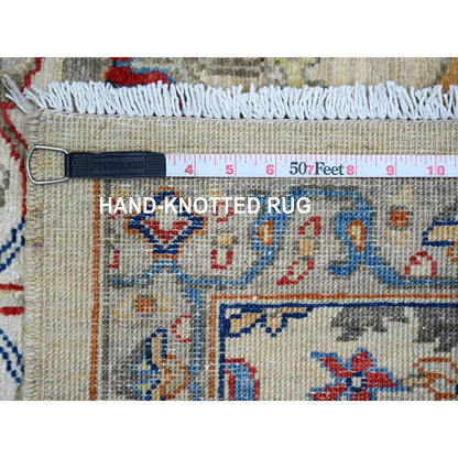Oushak And Peshawar Wool Hand Knotted Rug Ivory 3.1x9.11 -O089835