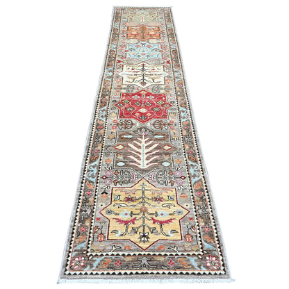 Oushak And Peshawar Wool Hand Knotted Rug Grey 2.6x11.5 -O089836