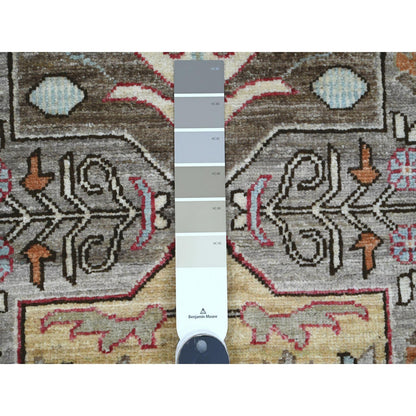 Oushak And Peshawar Wool Hand Knotted Rug Grey 2.6x11.5 -O089836