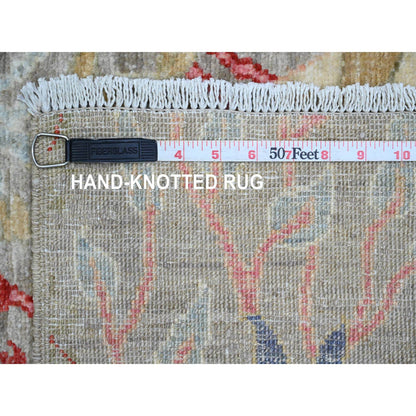 Oushak And Peshawar Wool Hand Knotted Rug Grey 3.0x19.5 -O089837