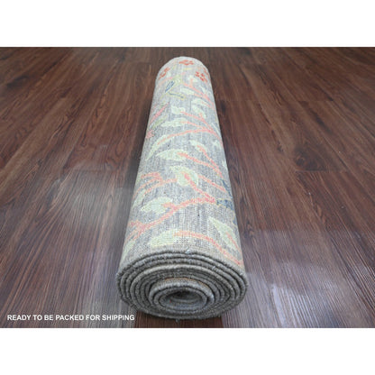 Oushak And Peshawar Wool Hand Knotted Rug Grey 2.7x11.8 -O089839