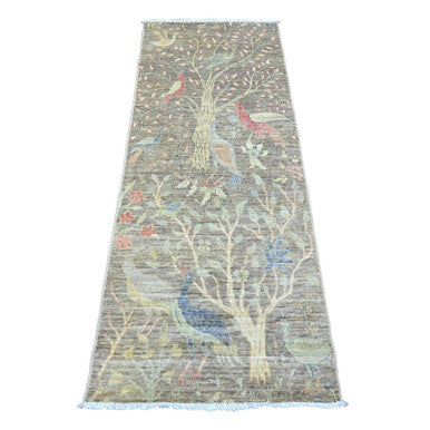 Oushak And Peshawar Wool Hand Knotted Rug Grey 2.4x6.1 -O089840