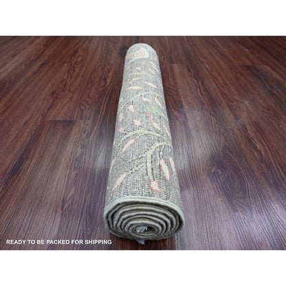 Oushak And Peshawar Wool Hand Knotted Rug Grey 2.4x6.1 -O089840