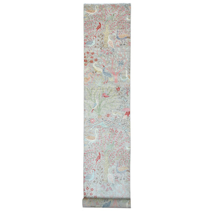 Oushak And Peshawar Wool Hand Knotted Rug Grey 3.0x24.0 -O089841