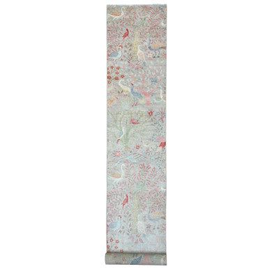 Oushak And Peshawar Wool Hand Knotted Rug Grey 3.0x24.0 -O089841