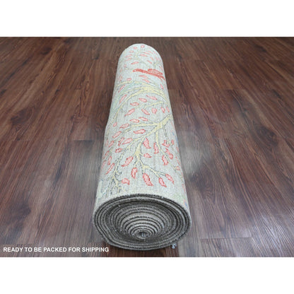 Oushak And Peshawar Wool Hand Knotted Rug Grey 3.0x24.0 -O089841