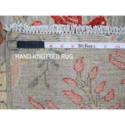 Oushak And Peshawar Wool Hand Knotted Rug Grey 3.0x24.0 -O089841