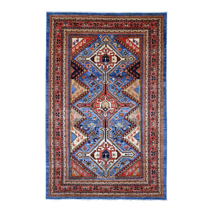 Oushak And Peshawar Wool Hand Knotted Rug Blue 5.11x9.0 -O089844