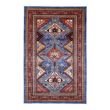 Oushak And Peshawar Wool Hand Knotted Rug Blue 5.11x9.0 -O089844