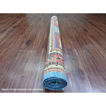 Oushak And Peshawar Wool Hand Knotted Rug Blue 5.11x9.0 -O089844