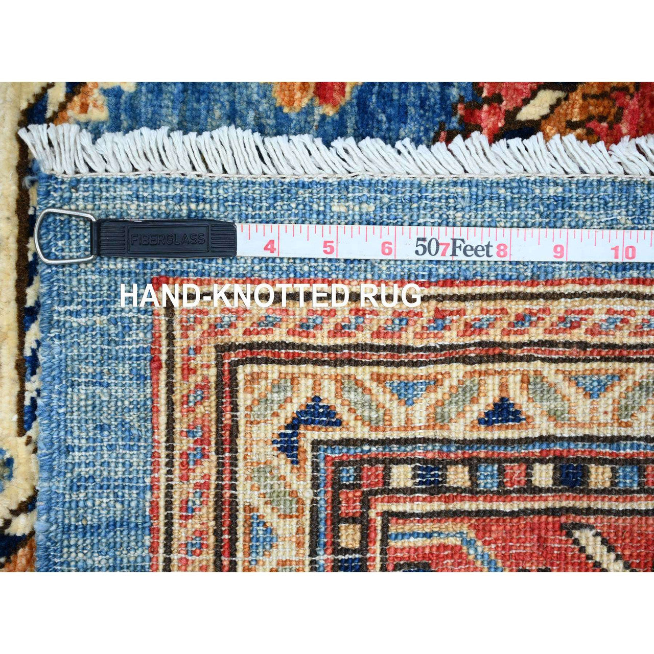 Blue 5'11" x 9'0" Oushak And Peshawar Hand knotted Wool Rug - Sku: O089844