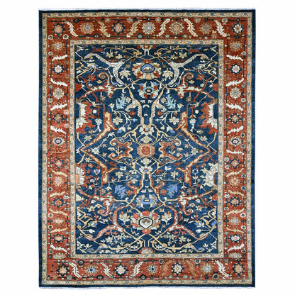 Oushak And Peshawar Wool Hand Knotted Rug Blue 9.1x11.8 -O089852