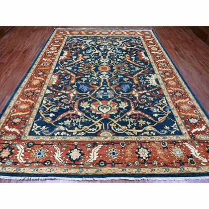 Oushak And Peshawar Wool Hand Knotted Rug Blue 9.1x11.8 -O089852