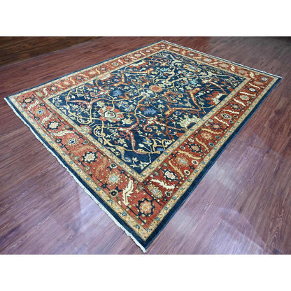 Oushak And Peshawar Wool Hand Knotted Rug Blue 9.1x11.8 -O089852