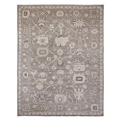 Oushak And Peshawar Wool Hand Knotted Rug Brown 9.0x11.9 -O089867