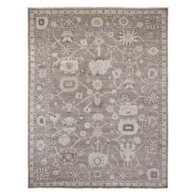 Oushak And Peshawar Wool Hand Knotted Rug Brown 9.0x11.9 -O089867