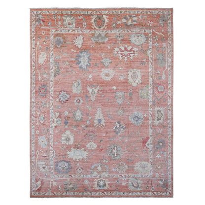 Oushak And Peshawar Wool Hand Knotted Rug Red 8.11x11.9 -O089869