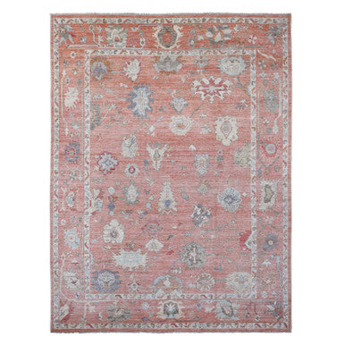 Oushak And Peshawar Wool Hand Knotted Rug Red 8.11x11.9 -O089869